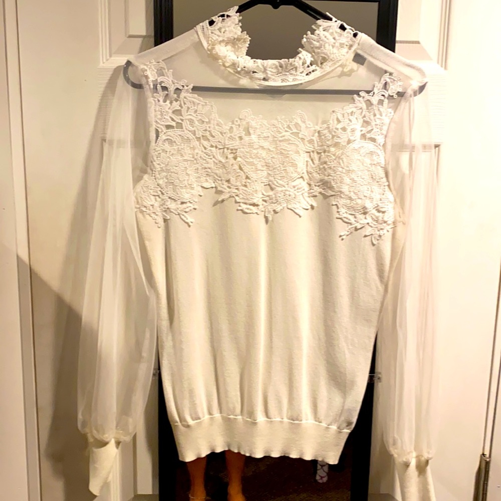 White lace sweater size small.